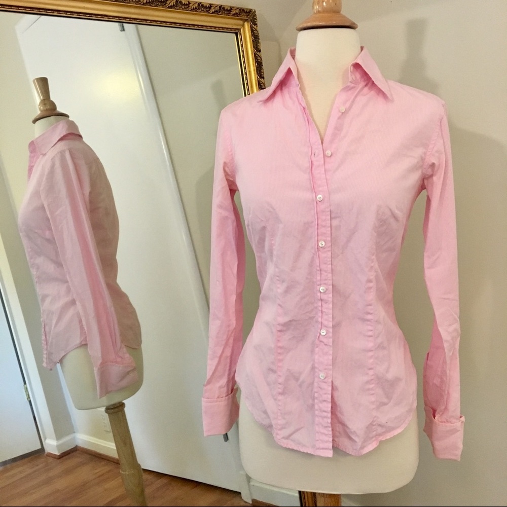 GAP Striped Light Pink Button Down Shirt